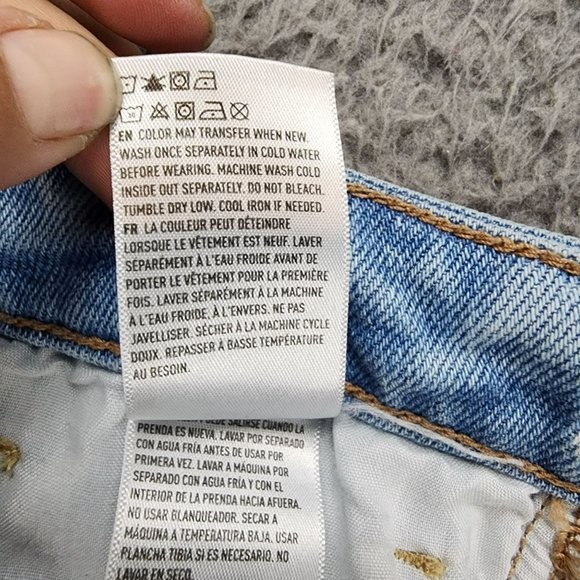 American Eagle Outfitters Jeans Womens 14 Tall Stretch High Rise Distressed Mom - Picture 15 of 16